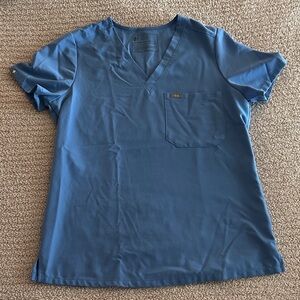 Figs Classic Blue Short Sleeve V-Neck Tee